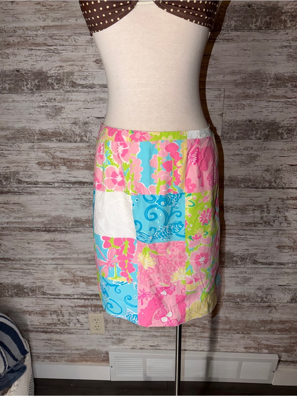 Lilly Pulitzer Patchwork Floral Mini Skirt in Pink, Aqua & Lime